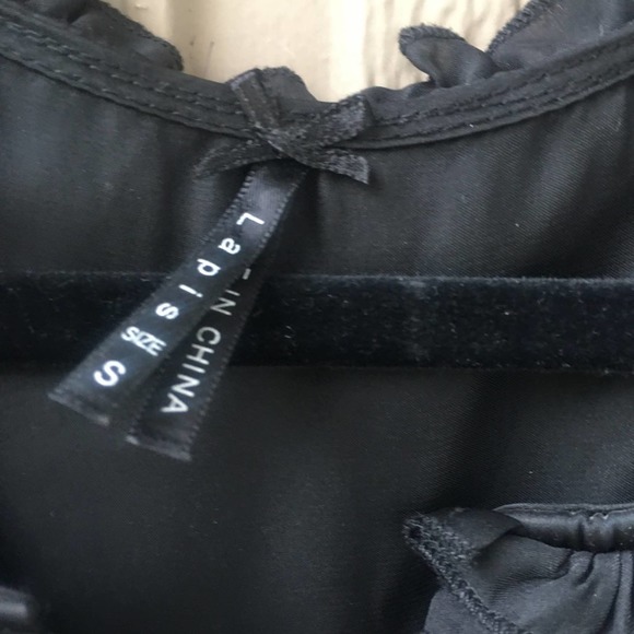 Lapis Black Long sleeved shift Dress ruffle front  S - Picture 12 of 13